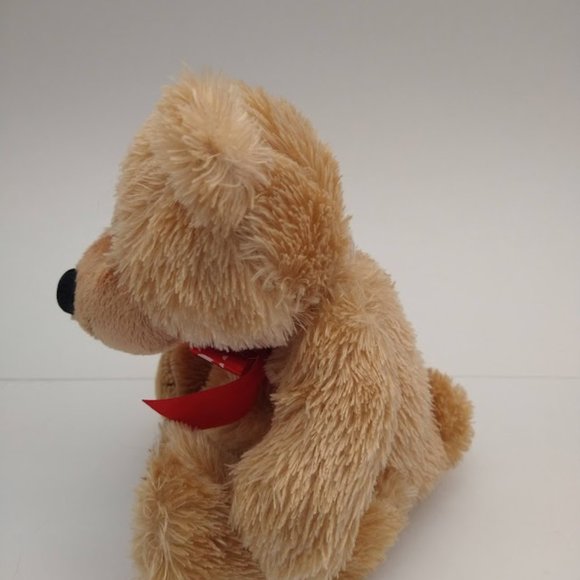 Dan Dee Valentine's Tan Bear 6" Plush With Heart Ribbon and Heart on Foot - Picture 4 of 7